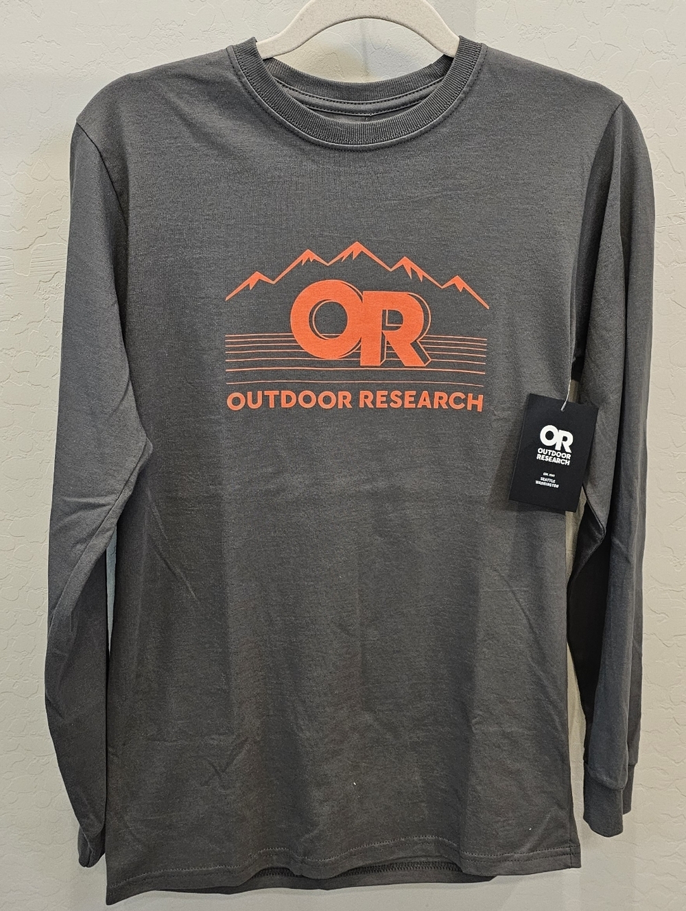 Outdoor Research Gray Long Sleeve Tee with Orange Logo